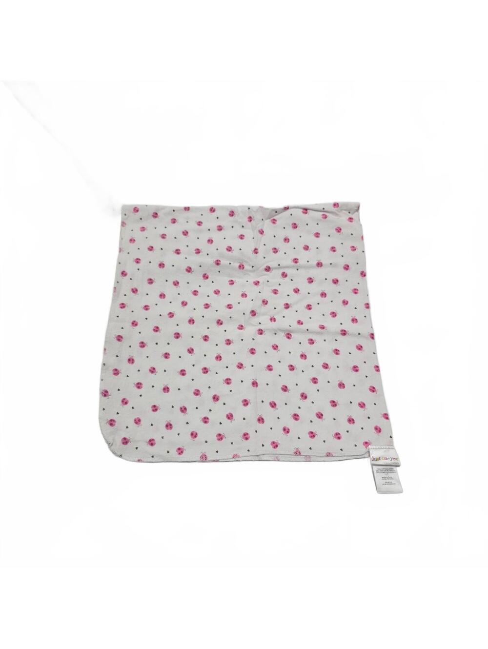 Vintage Carters Just One Year Pink Ladybug Cotton Flannel Baby Blanket Security